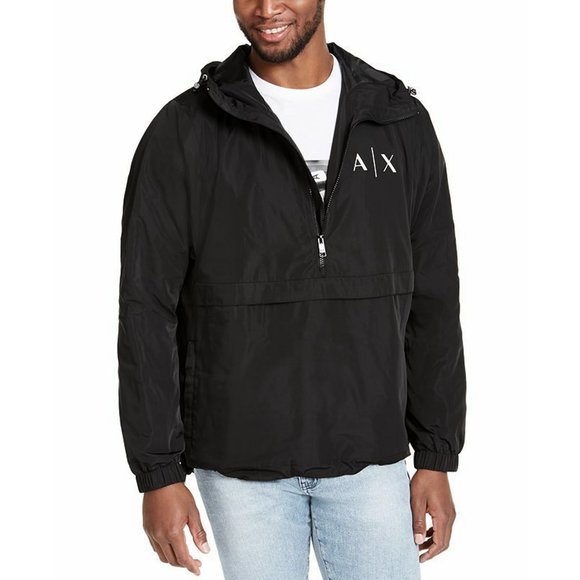 New Armani Exchange Windbreaker Anorak Jacket! L or XLBlack With LogoRoomy